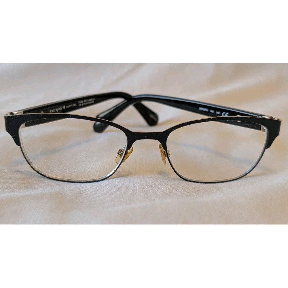 Kate Spade Black Gold Cat Eye Glasses W Floral Temples Diandra INA 51 17 140